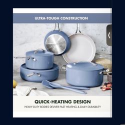 GreenPan Nova 10-Piece Cookware Pots and Pans Set, Oprah’s Favorite Things 2024, PFAS-Free Ceramic Nonstick, Fry, Sauté, Stockpot, Utensils, Lids, Ind