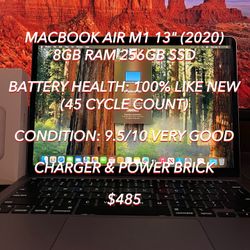 Apple MacBook Air M1 Chip 13” (2020) 8GB RAM/256GB SSD Used 100% HEALTH Authentic