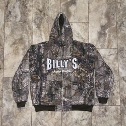 Billy Hill x Dri Duck “BILLY’S Auto Parts” Crackle Print Realtree Camo Heavy Jacket Size XL 