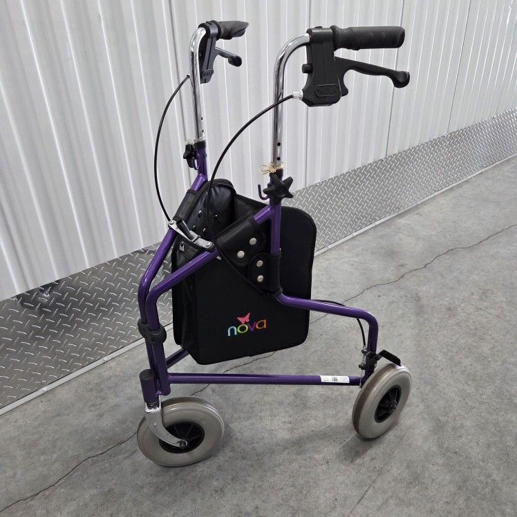 NOVA Traveler 3 Wheel Rollator Walker, All Terrain 8” Wheels