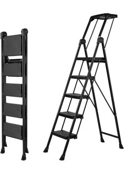 Folding 5-Step Steel Ladder