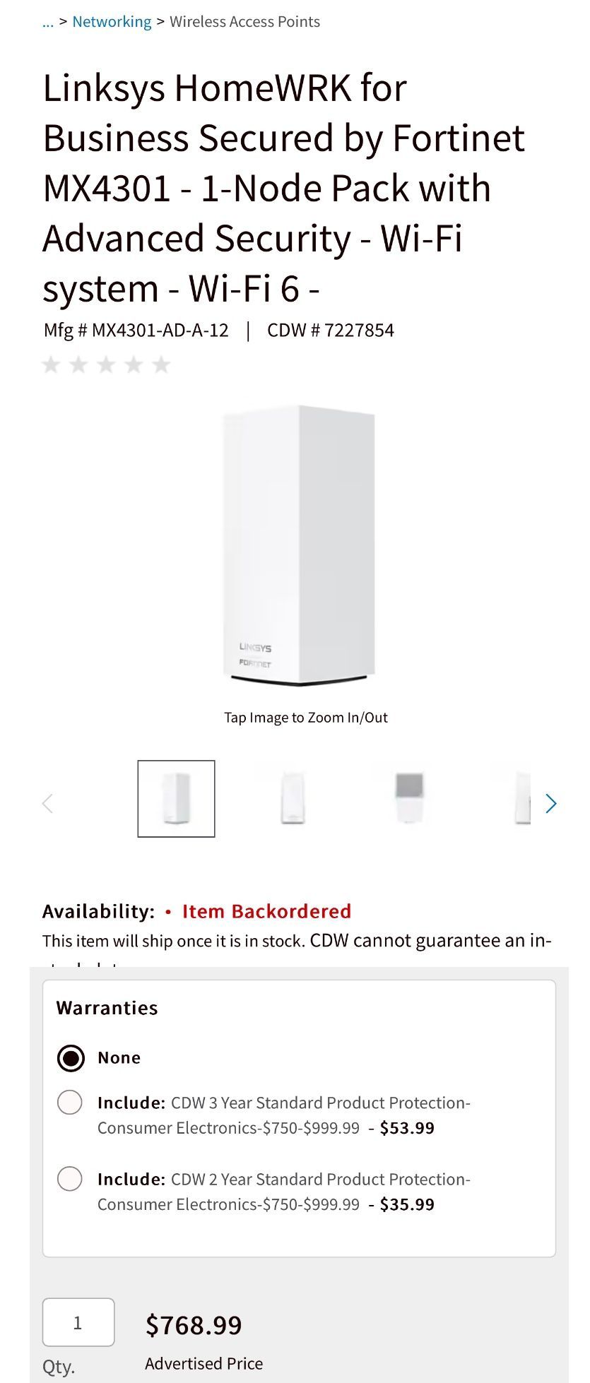 Linksys HomeWRK for Business Secured by Fortinet MX4301 1-Node Pack Wi-Fi system 1PK