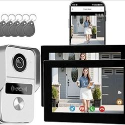 Wired Video Doorbell Apartment Intercom System, 1080P Doorbell Camera, 7-inch Touch Screen, Night Vision, Remote Unlock, Two-Way Intercom for Villa, H