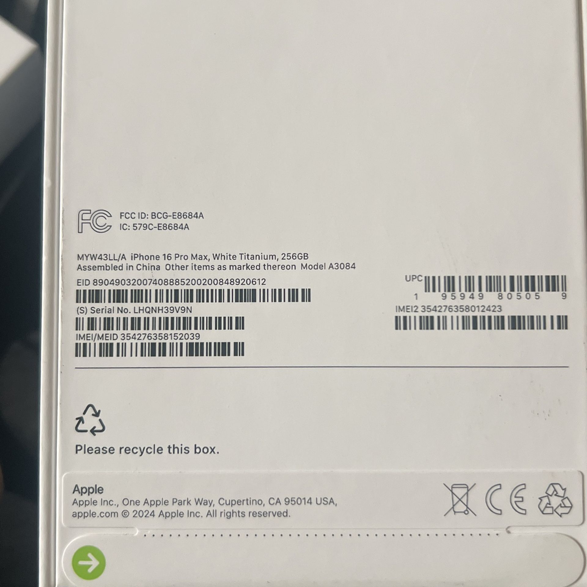 Apple iPhone 16 Pro Max 256 Gb