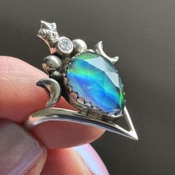 Aurora Doublet 💍 🌸 925 Sterling Silver Ring (Size 8 )