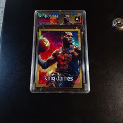 LeBron James Slab Gold Cracked Ice REFRACTOR Original Art Novelty Card 