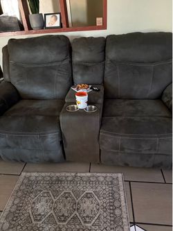 Dark brown electric recliner couches