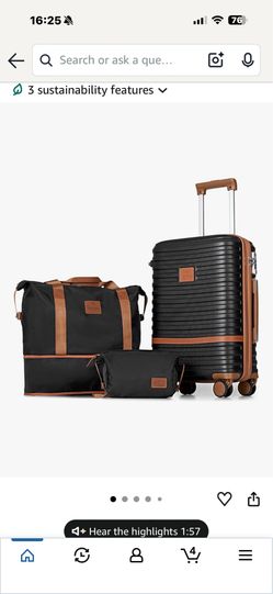 Joyway 3-Piece Front Opening Cover Carry-on Luggage Side Hooks TSA Lock Spinner Wheels YKK Zippers