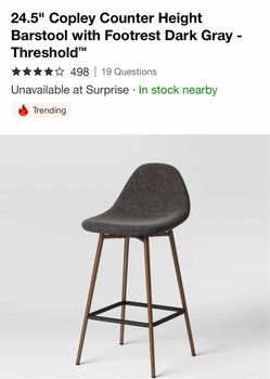 3 Threshold Copley 24.5" Counter Height Barstool Dark Gray