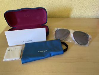 Authentic New Gucci GG0062S 003 Aviator Sunglasses in Green/Red Grey Lenses