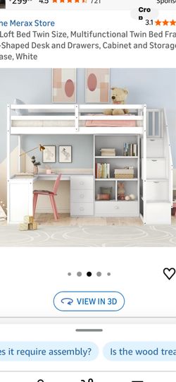 Kids loft bed and desk