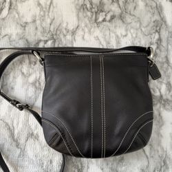 Vintage Coach Crossbody Bag Black Leather 