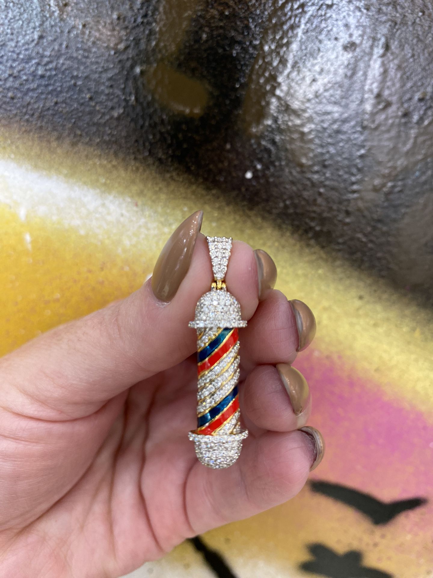 14k DIAMOND BARBER CHARM