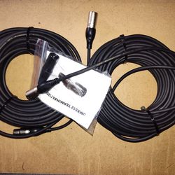 2 50ft EBXYA UNUSED microphone Cables Male To Female With Terminal 