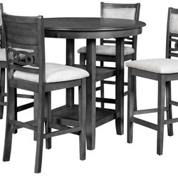 NEW In Box - Gray Dining Table Set Counter Height with 4 Chairs