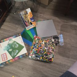 Six 12 By 12 Leggo Platforms And 1500 Piece Set And A Power Ranger Toy