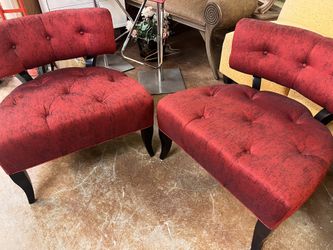 Red Tufted Lounge Chairs 
