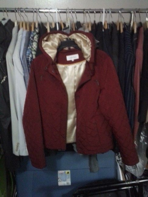 CALVIN KLEIN QUILTED JACKET WITH REMOVABLE HOODIE