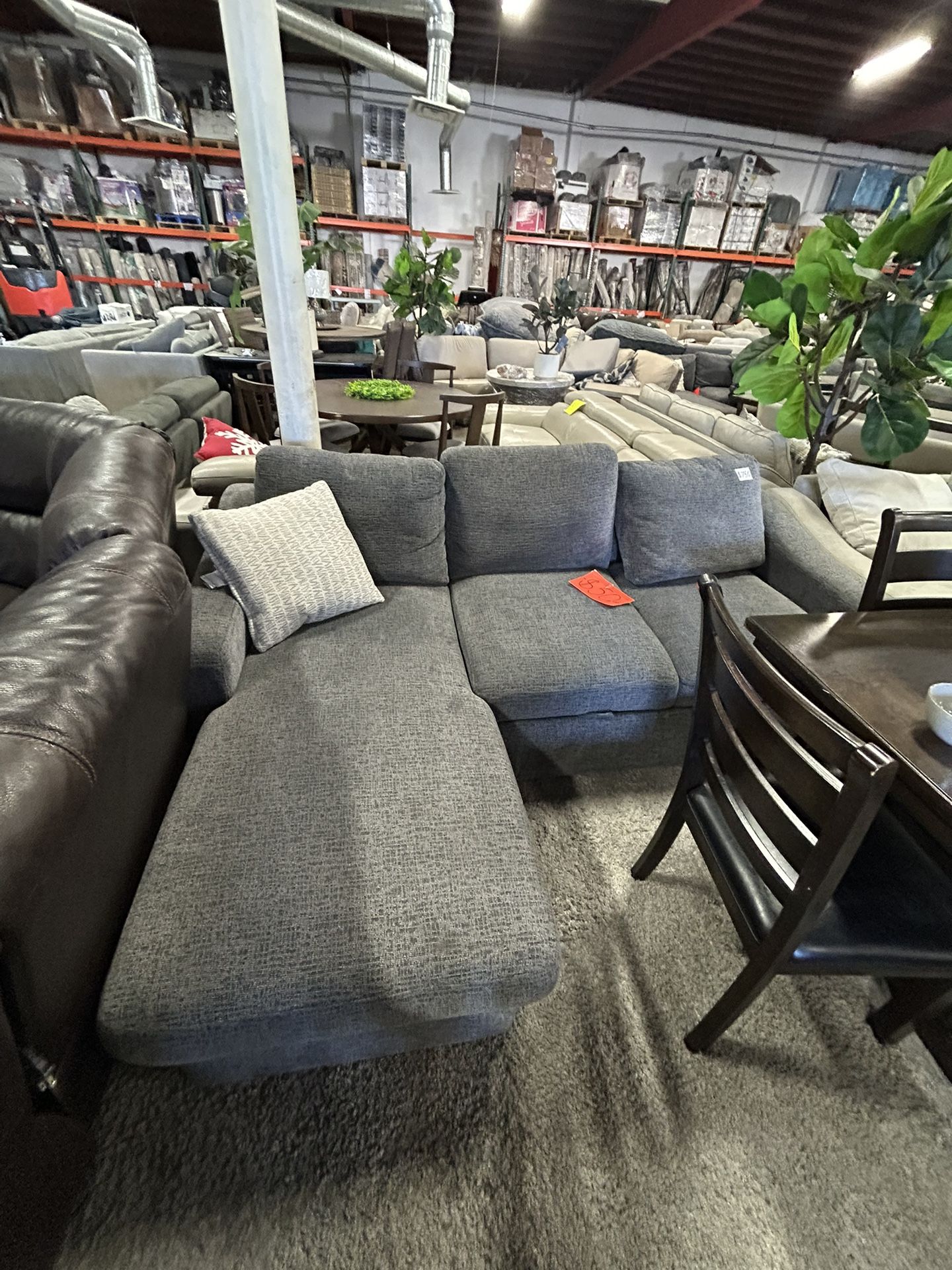 Fabric sectional Pulling Out To Bed In Dark Grey