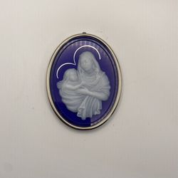 Hallmark 1983 Blue Acrylic Mother And Child Christmas Ornament