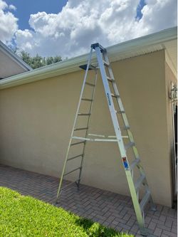 10 ft. Aluminum Step Ladder (14 ft. Reach Height) with 300 lb. Load Capacity