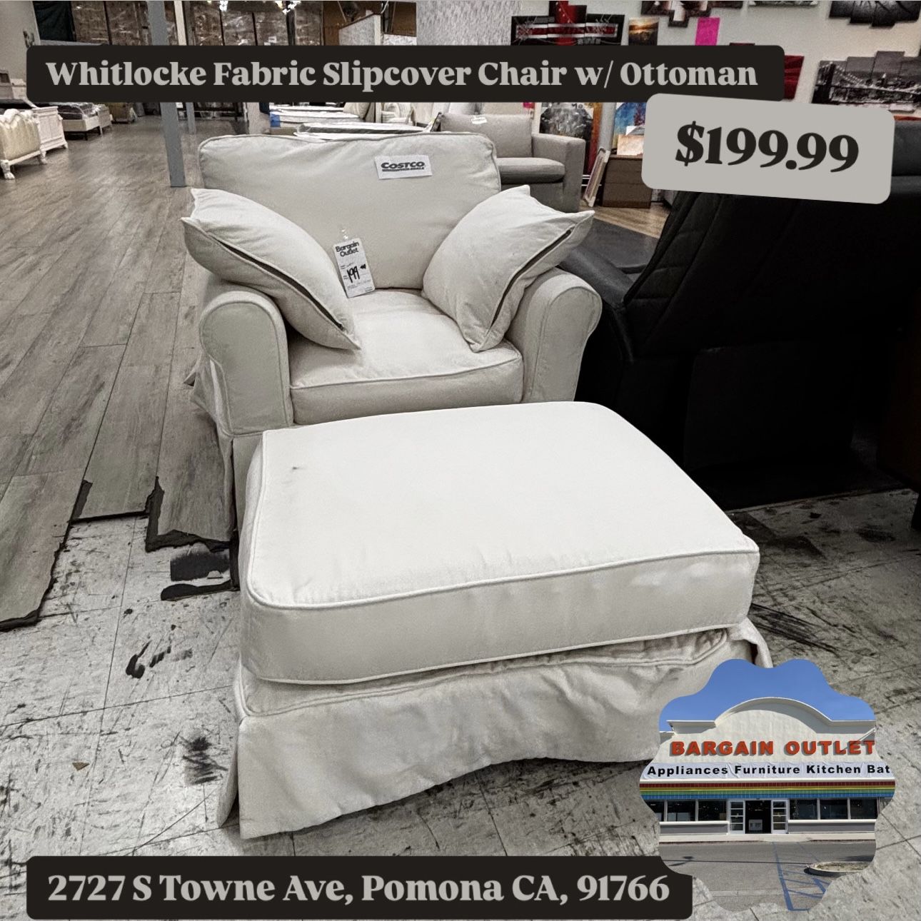 Whitlocke Fabric Slipcover Chair And Ottoman