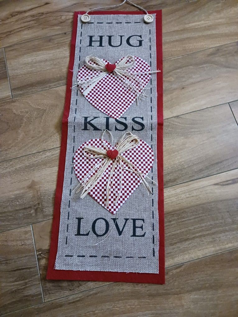 Valentine's Hug Kiss Love Banner Sign