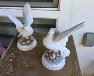 Pair Of Porcelain Doves