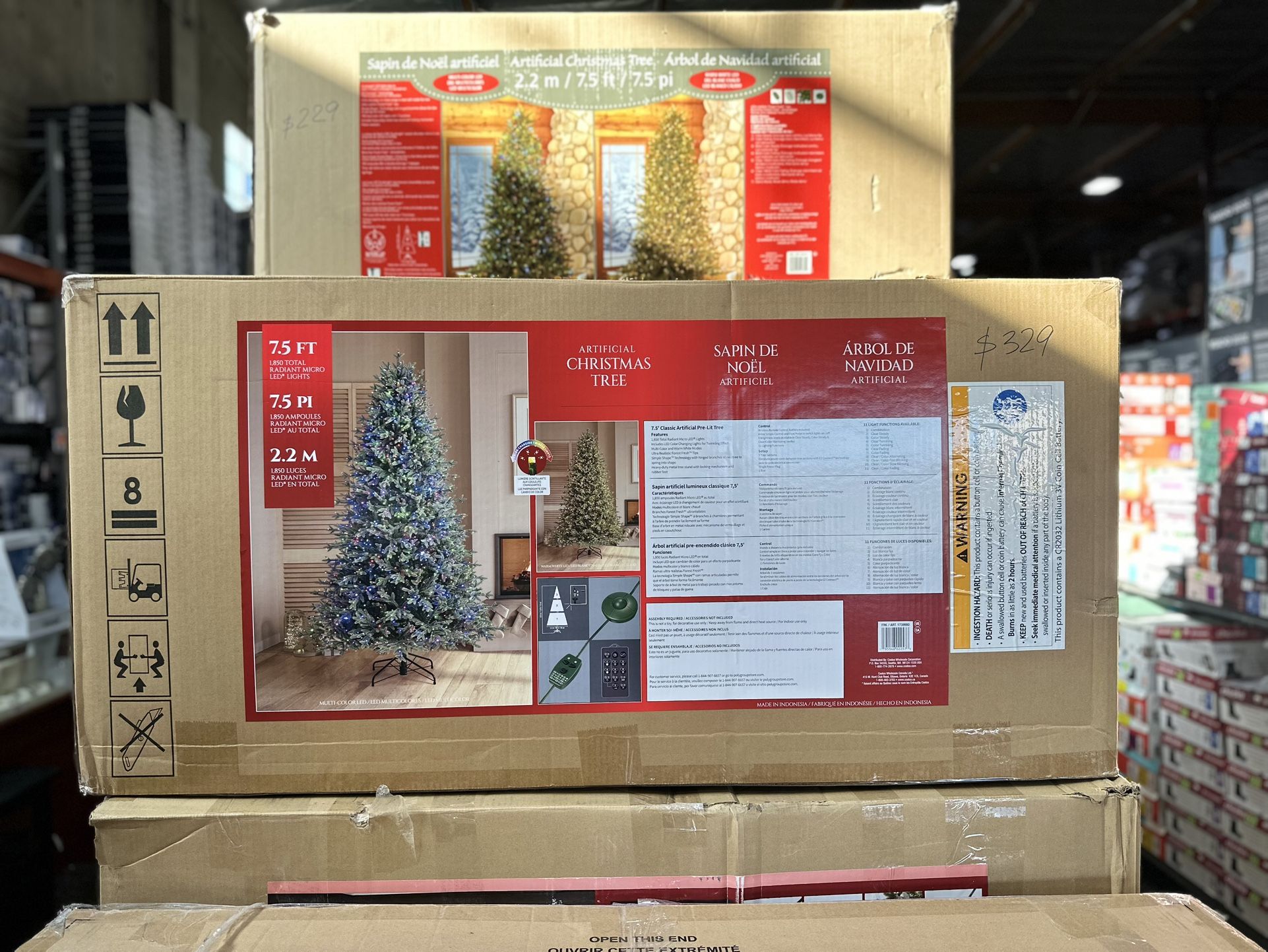 Christmas tree 7.5 ft artificial LED lights holiday decor low price Costco Liquidation