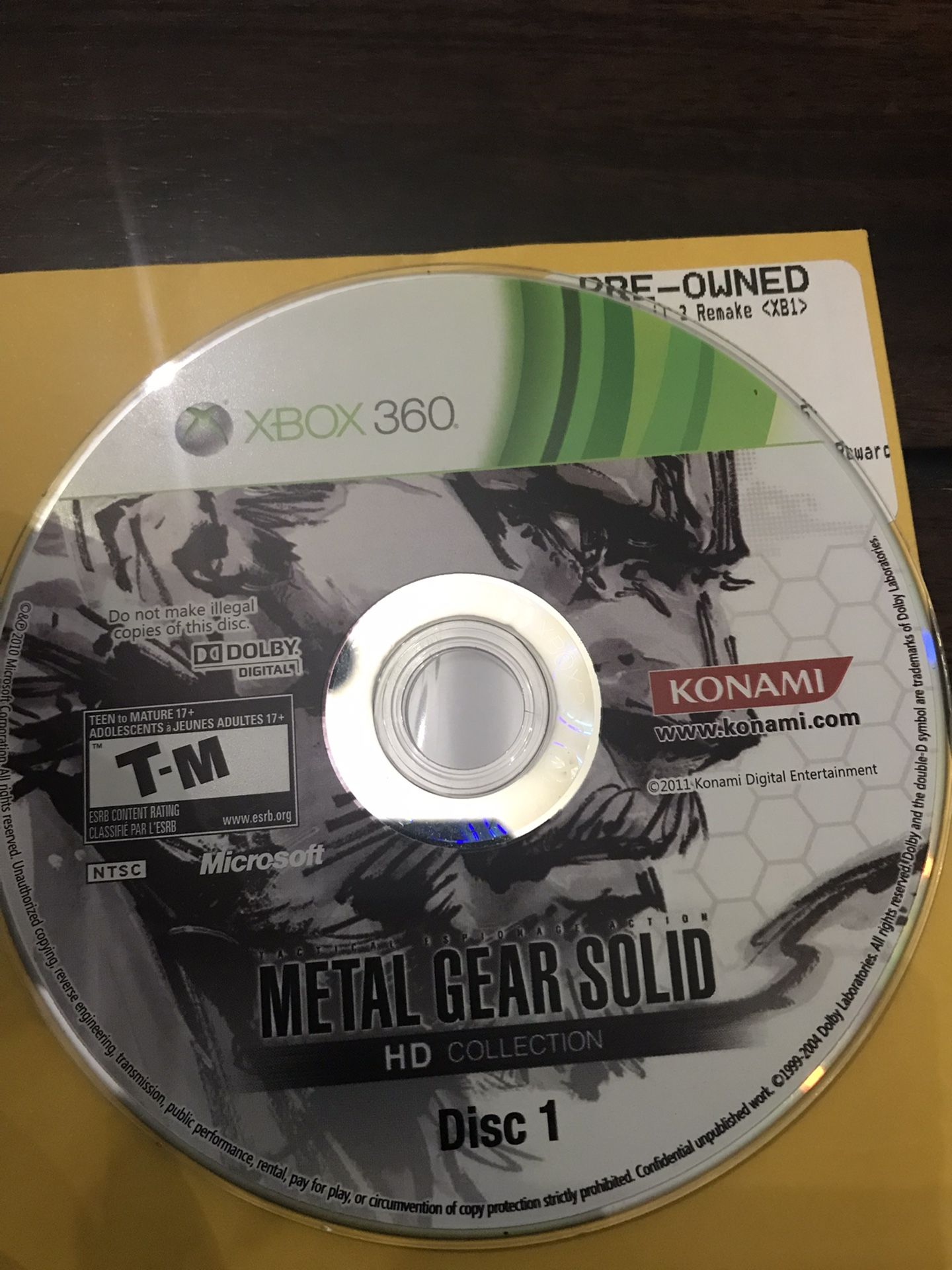 Metal Gear Solid HD Collection Disc 1 (MGS 2 &3) - Microsoft Xbox 360 (CD Only)