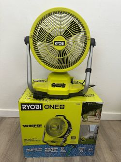 RYOBI ONE+ 18V Cordless Hybrid WHISPER SERIES 12 in. Misting Air Cannon Fan (Tool Only)