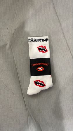White And Red Chrome Heart Socks