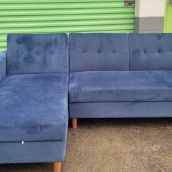 Blue Recliner Futon Sectional (Free Delivery 🚚)