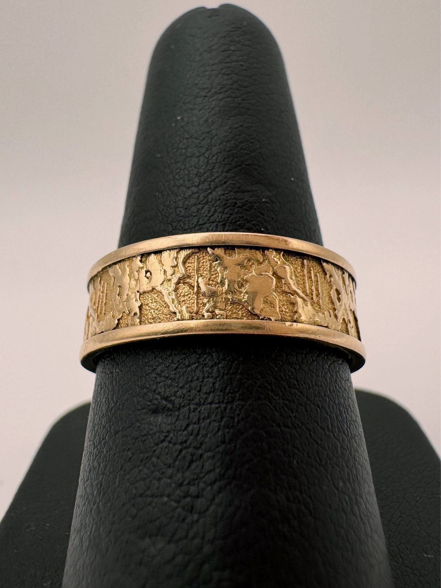Jewelry 18k Rose Gold Organic Texture Band Ring 7mm Size 8.75
