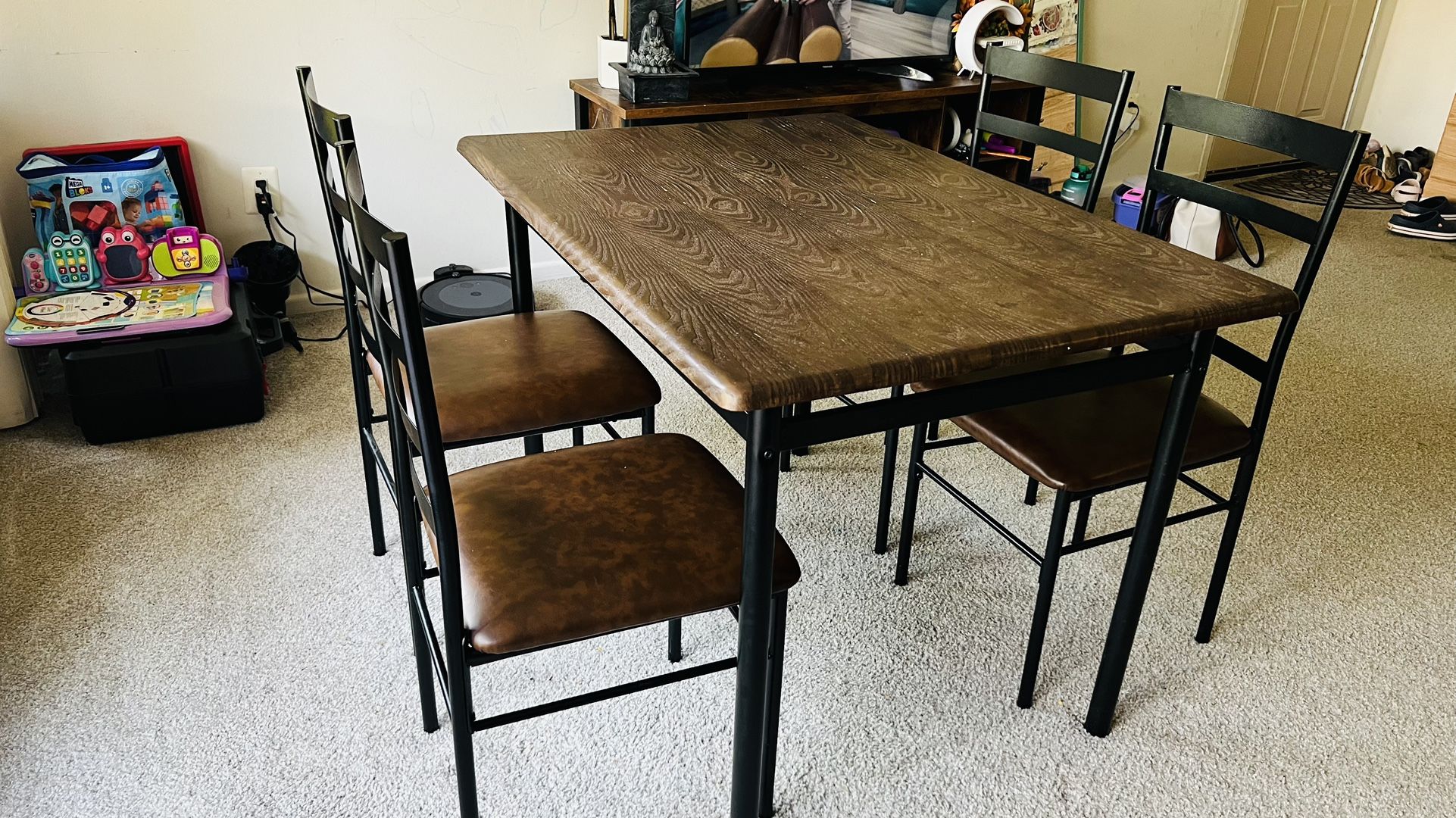 Dinning Table Brown 4 Chair Set