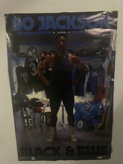 Vintage 1980s Bo Jackson Kansas City royals & Los Angeles raiders poster