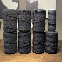 Macrame Cord - Cotton Rope Zero Waste 2 Mm - 3 Ply - Black 