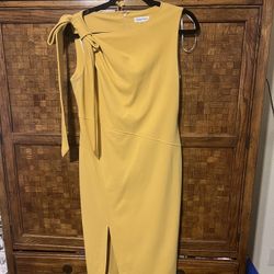 Calvin Klein Sz 8 Mustard Yellow Dress