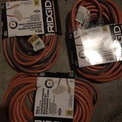 Rigid 50 Ft 12 Gauge Commercial Grade Extension Cords 3 Prong Brand New 
