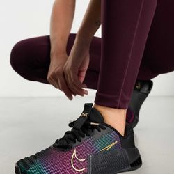 Nike Training Metcon 9 trainers in black and pink metallic