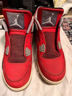 Air Jordan 4 Red Nubuck Sneakers Size 9.5