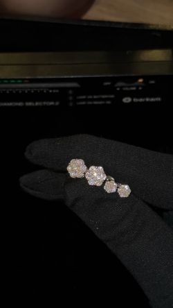 Earrings cluster vvs1 moissanite real 925 sliver