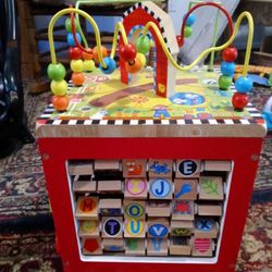 Like New Antique Wooden Puzzle Play Station For Children
