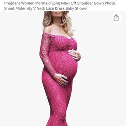 Maternity Mermaid Dress (Hot Pink)
