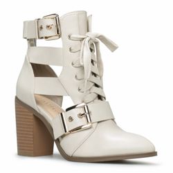Cutout Block Heel Ankle Boots size 10