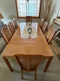 Wood Dining Table with 8 Chairs