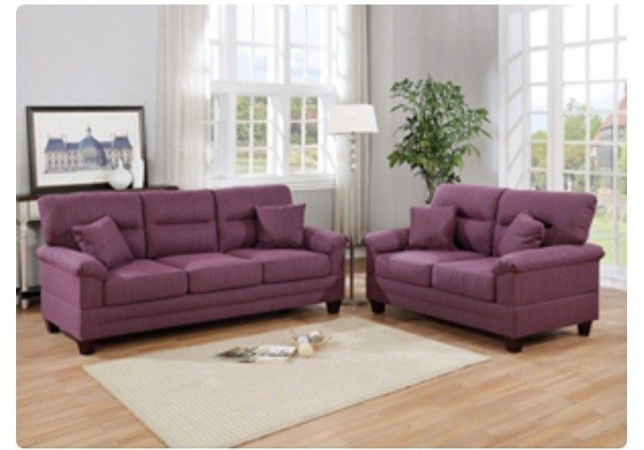 2 Pcs sofa set warm purple// DeliveryAvailable