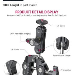 New ULANZI Super Clamp Camera Clamp Mount Monitor 360° Ballhead Magic Arm Double Ball Head Adapter with 1/4"-20 & 3/8"-16 Thread ST-07 Phone Tripod