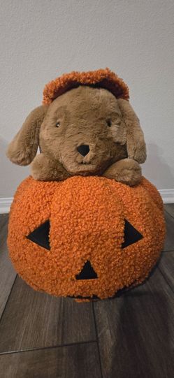 Old English Sheepdog in Pumpkin Plush Halloween Fall decoration