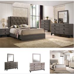 4- Pc Bedroom set Dresser,Mirror  Nightstand (1) Queen size bed frame  Not including Mattress and Box Sp